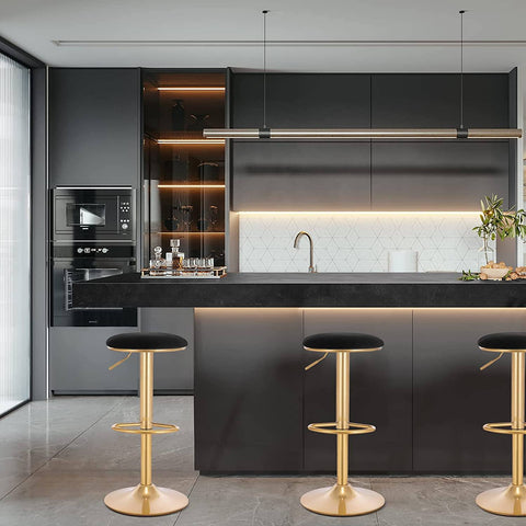 Rootz Luxe Velvet Barkrukken - Tegenkrukken - Draaistoelen - Duurzaam en stabiel - Comfortabel en verstelbaar - Beschermende eigenschappen - 38 cm x 61-82 cm x 38 cm