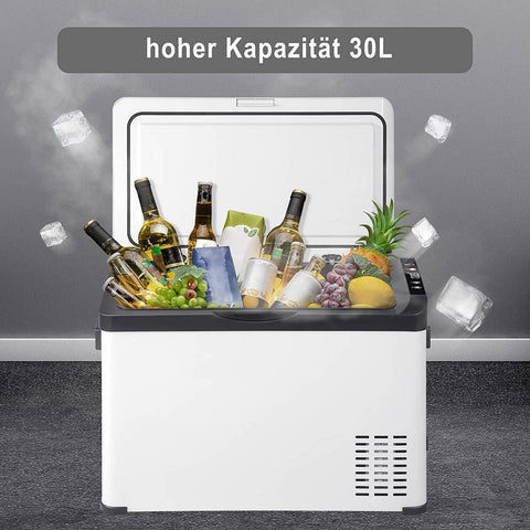 Rootz Portable Electric Cool Box - Car Freezer - Travel Refrigerator - Space-Saving, Dual Temperature Control, User-Friendly - 32cm x 40cm x 61cm