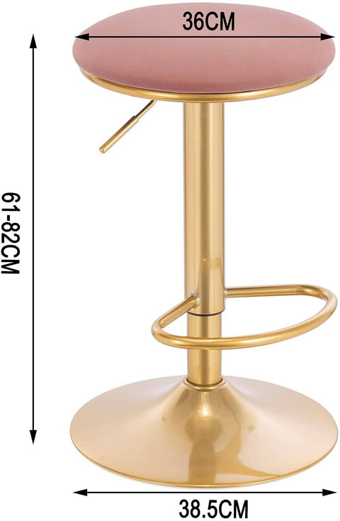 Rootz Luxurious Velvet Bar Stools - Adjustable Counter Stools - Swivel Chairs - Durable & Stable - Comfortable & Ergonomic - Protective Features - 38cm x 61-82cm x 38cm