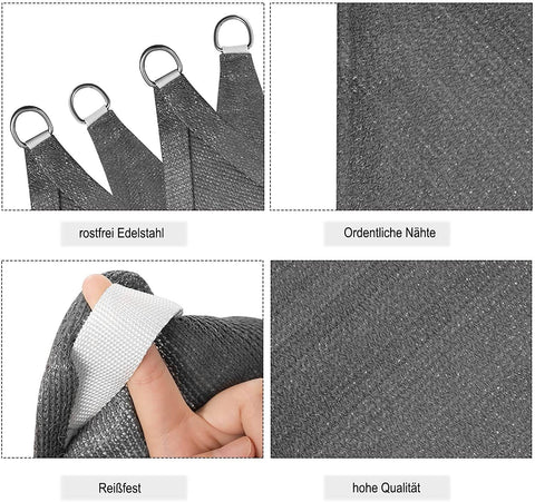 Rootz Sun Sail Sun Protection - UV Shield - Wind Protection - 5x5x5 m Grey - HDPE Fabric - Breathable and Durable - Optimal Shade Solution
