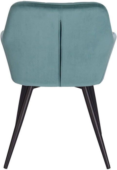 Rootz Set of 4 Dining Chairs - Velvet Chairs - Turquoise Metal Legs - Comfortable & Supportive - Durable & Long-lasting - Floor Protection - 49cm x 43cm x 81cm