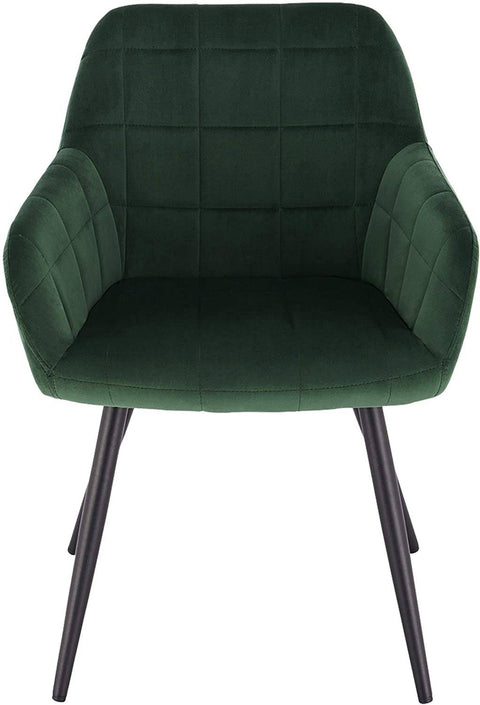 Rootz Set of 4 Dining Chairs - Velvet Armchairs - Metal Frame Chairs - Comfortable & Ergonomic - Durable & Stable - Stylish Design - Dark Green - 49cm x 43cm x 81cm