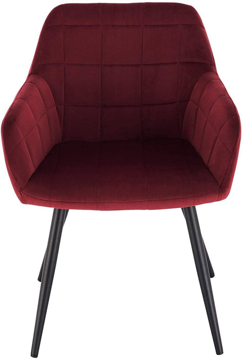 Rootz Set of 4 Velvet Dining Chairs - Armchairs with Metal Legs - Comfortable, Durable, Stylish - Ergonomic Backrest - Non-Slip Pads - 49cm x 43cm x 81cm