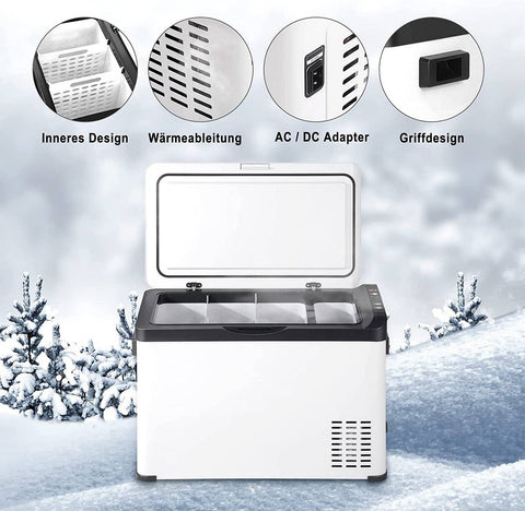 Rootz Portable Electric Cool Box - Car Freezer - Travel Refrigerator - Space-Saving, Dual Temperature Control, User-Friendly - 32cm x 40cm x 61cm