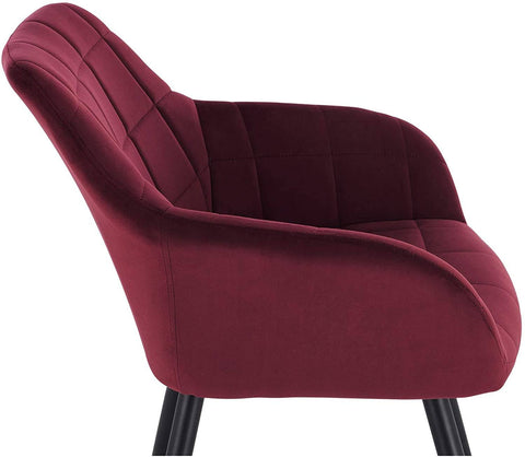 Rootz Set of 4 Velvet Dining Chairs - Armchairs with Metal Legs - Comfortable, Durable, Stylish - Ergonomic Backrest - Non-Slip Pads - 49cm x 43cm x 81cm
