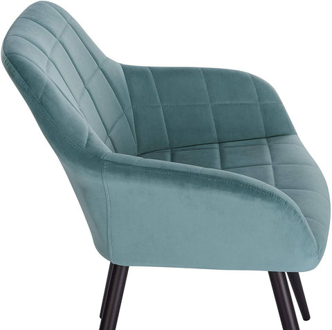Rootz Set of 4 Dining Chairs - Velvet Chairs - Turquoise Metal Legs - Comfortable & Supportive - Durable & Long-lasting - Floor Protection - 49cm x 43cm x 81cm