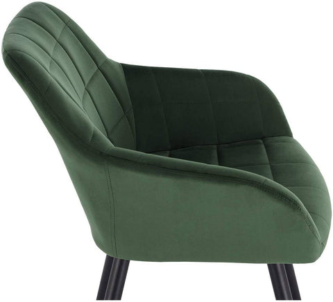 Rootz Set of 4 Dining Chairs - Velvet Armchairs - Metal Frame Chairs - Comfortable & Ergonomic - Durable & Stable - Stylish Design - Dark Green - 49cm x 43cm x 81cm