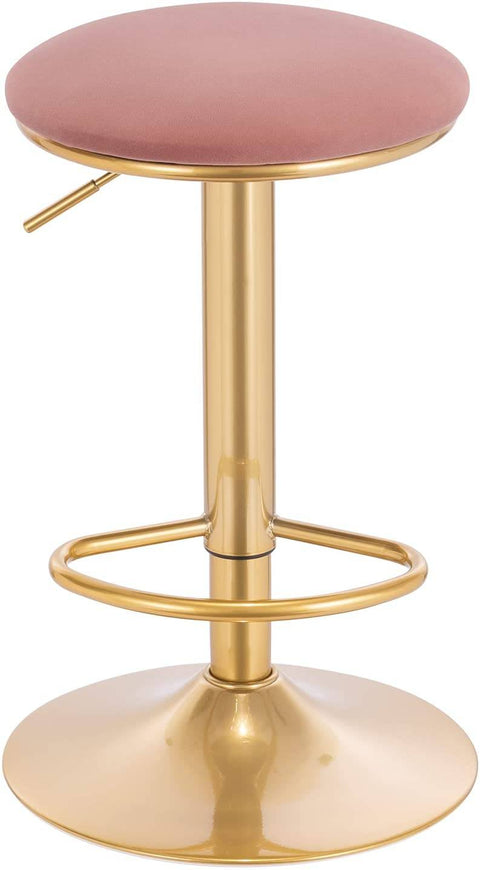 Rootz Luxurious Velvet Bar Stools - Adjustable Counter Stools - Swivel Chairs - Durable & Stable - Comfortable & Ergonomic - Protective Features - 38cm x 61-82cm x 38cm