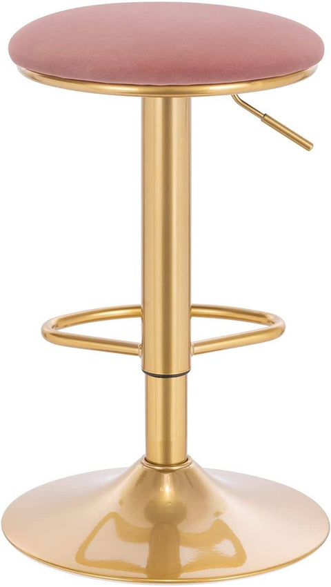 Rootz Luxurious Velvet Bar Stools - Adjustable Counter Stools - Swivel Chairs - Durable & Stable - Comfortable & Ergonomic - Protective Features - 38cm x 61-82cm x 38cm