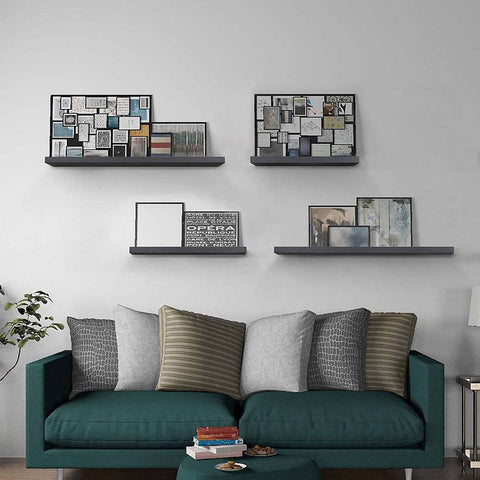 Rootz Set of 4 Wall Shelves - Floating Shelves - Display Ledges - Moisture Resistant - Easy Installation - Versatile Use - 60cm x 22.9cm x 3.8cm