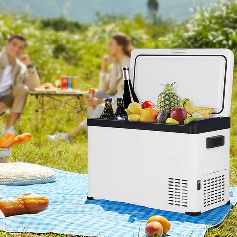 Rootz Portable Electric Cool Box - Car Freezer - Travel Refrigerator - Space-Saving, Dual Temperature Control, User-Friendly - 32cm x 40cm x 61cm