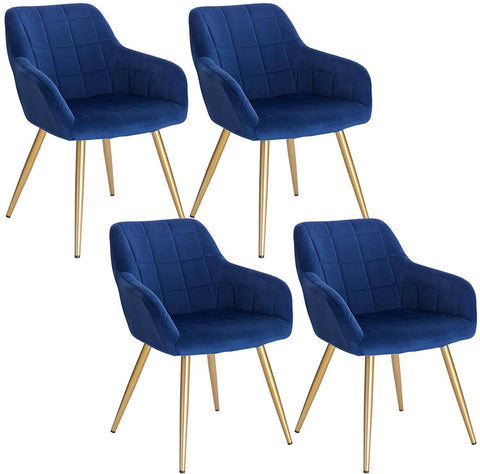 Rootz Set of 4 Velvet Dining Chairs - Elegant Chairs - Comfortable Seating - Luxurious Upholstery - Durable Construction - 43cm x 55cm x 81cm