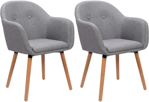 Rootz Dining Room Chairs Set of 2 - Upholstered Chairs - Armchairs - Enhanced Comfort - Durable & Sturdy - Versatile Design - Linen & Solid Wood - 40cm x 40cm x 82cm