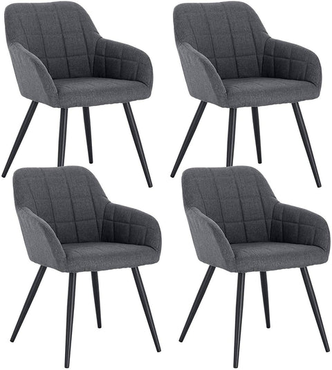Rootz Set of 4 Dining Chairs - Kitchen Chairs - Modern Seating - Ergonomic Design - Breathable Linen - Floor Protection - 49cm x 43cm x 81cm