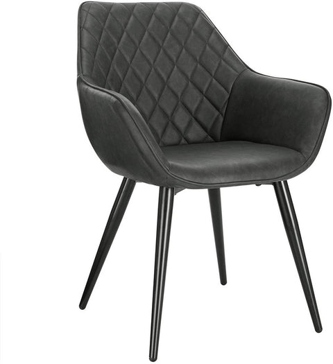 Rootz Modern Dining Chair - Ergonomic Seat - Stylish Office Chair - Comfortable Design, Durable Build, Adjustable Stability - Faux Leather and Metal - 41cm x 45cm x 84cm