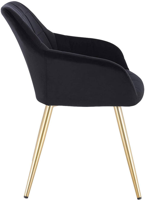 Rootz Set of 4 Velvet Dining Chairs - Golden Metal Legs - Elegant Seating - Comfortable, Durable, Easy Assembly - 43cm x 55cm x 81cm