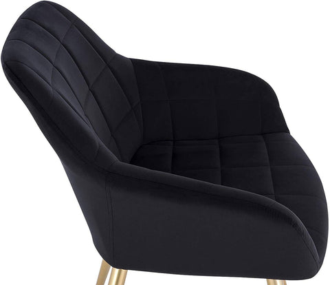 Rootz Set of 4 Velvet Dining Chairs - Golden Metal Legs - Elegant Seating - Comfortable, Durable, Easy Assembly - 43cm x 55cm x 81cm