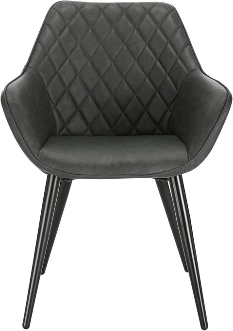Rootz Modern Dining Chair - Ergonomic Seat - Stylish Office Chair - Comfortable Design, Durable Build, Adjustable Stability - Faux Leather and Metal - 41cm x 45cm x 84cm