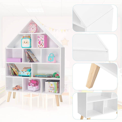 Rootz Children's Bookcase - Kids' Storage Shelf - Toy Organizer - Safe with Anti-Tip Kit - Ample Storage - Ideal Height - MDF & Pine Wood - 24cm x 116cm x 80cm