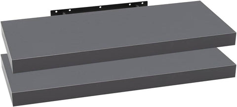 Rootz Set of 2 Wall Shelves - Bookshelves - Display Shelves - Moisture-Resistant, Easy Installation, Holds up to 10kg - Dark Gray - 120x22.9x3.8cm