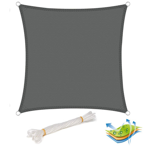 Rootz Sun Sail - Shade Canopy - UV Protection Tarp - Protects 93% UV Rays - 2x2m Size - Tear-Resistant & Water-Repellent Grey Fabric