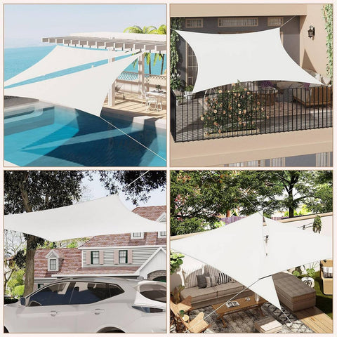 Rootz Sun Sail - Outdoor Shade - Canopy - 95% UV Protection - Cream PES Fabric - 2x4m - Waterproof & Easy Installation