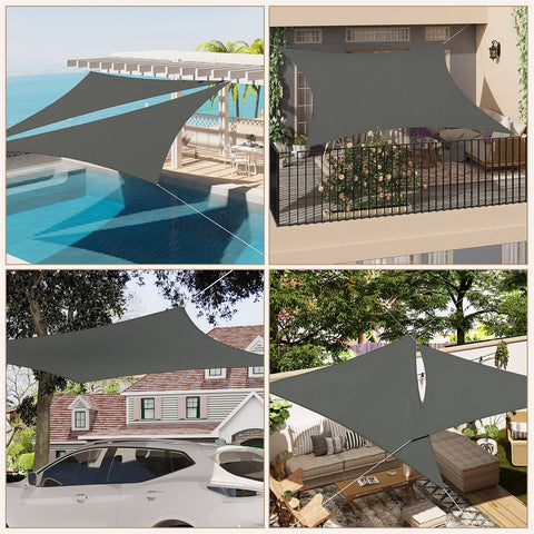 Rootz Sun Sail Canopy - Shade Protector - UV Shield - Grey - 95% UV Protection - 200g/m² Polyester - 2x4 m - Tearproof & Waterproof