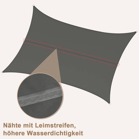 Rootz Sun Sail Canopy - Shade Protector - UV Shield - Grey - 95% UV Protection - 200g/m² Polyester - 2x4 m - Tearproof & Waterproof