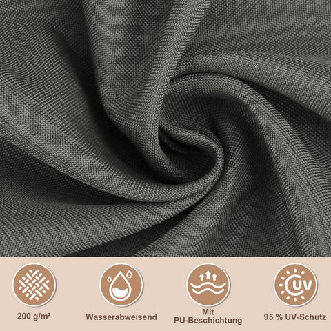 Rootz Sun Sail Canopy - Shade Protector - UV Shield - Grey - 95% UV Protection - 200g/m² Polyester - 2x4 m - Tearproof & Waterproof