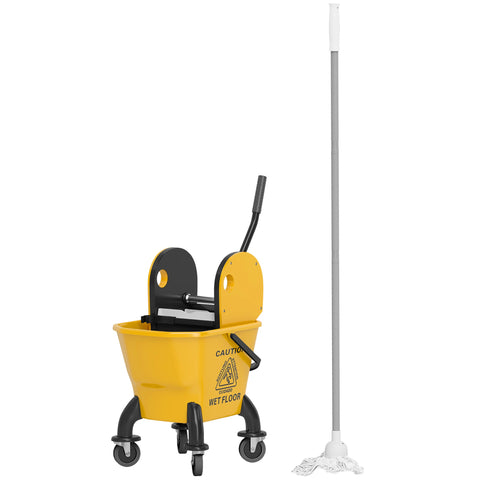 Rootz Rollable Mopp-Eimer - Wiping Bucket - Cleaning Bucket - 26L Capacity - Ergonomic Handle - 45x31x90cm