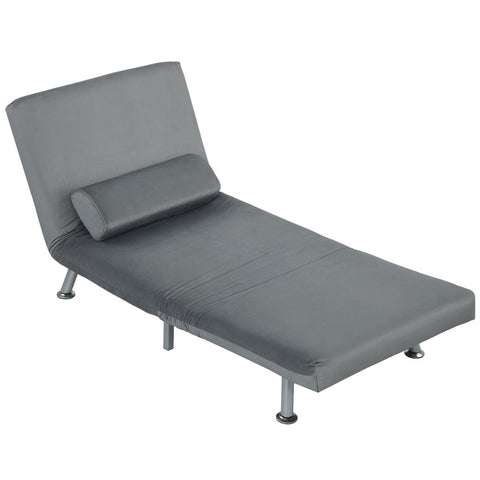 Rootz Folding Armchair with Bed Function - Convertible Chair - Velvet Sleeper - Space-Saving Comfort - 75 x 70 x 75 cm - Grey