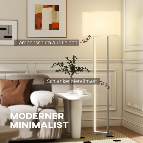 Rootz Modern Floor Lamp - Standing Light - Layer Lamp - Adjustable Brightness - White Linen Look - 45L x 150H x 150H cm