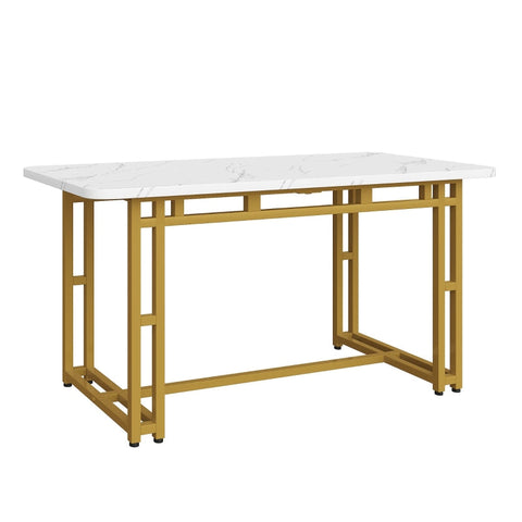 Rootz Dining Table - Light Luxury - Modern Table - Gold Metal Legs - Durable MDF - 120L x 70W x 74H cm