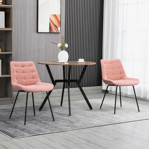 Rootz 2 Dining Room Chairs - Accent Chairs - Kitchen Chairs - Retro Velvet Look - Foam-steel -  Pink - 50cm X 61cm X 79cm