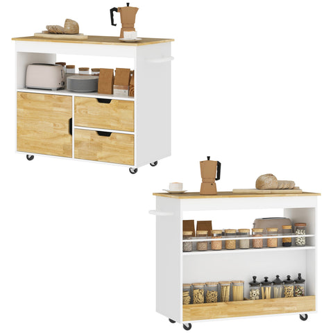 Rootz Rollable Kitchen Trolley - Mobile Kitchen Island - Kitchen Cart - Ample Storage & Easy Mobility - 107cm x 50cm x 85cm