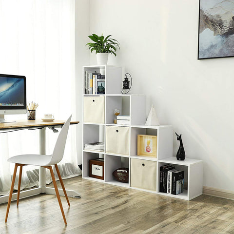 Rootz White Bookshelf - Chic and Practical - Stylish Storage Solution - Easy Assembly - Chipboard with Melamine Veneer - 129.5cm x 29cm x 129.5cm