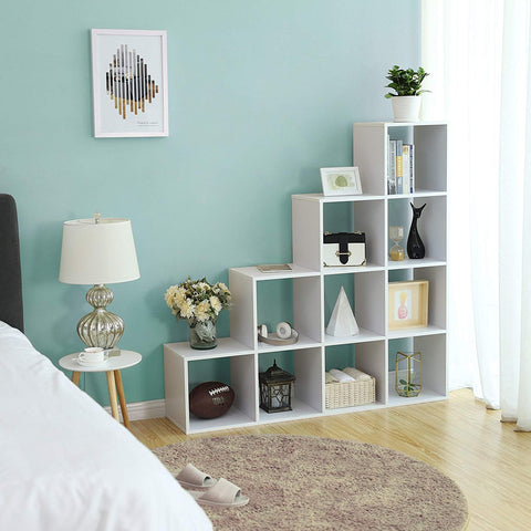 Rootz White Bookshelf - Chic and Practical - Stylish Storage Solution - Easy Assembly - Chipboard with Melamine Veneer - 129.5cm x 29cm x 129.5cm
