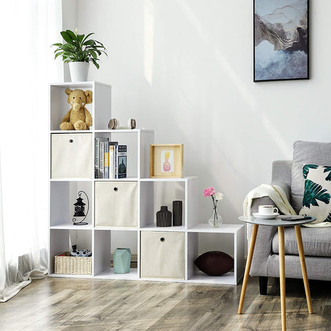 Rootz White Bookshelf - Chic and Practical - Stylish Storage Solution - Easy Assembly - Chipboard with Melamine Veneer - 129.5cm x 29cm x 129.5cm