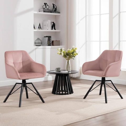 Rootz Swivel Dining Chair - Rotating Chair - Velvet Chair - Ergonomic Comfort - Easy Assembly - Durable Design - 58.5cm x 82.5cm x 54.5cm