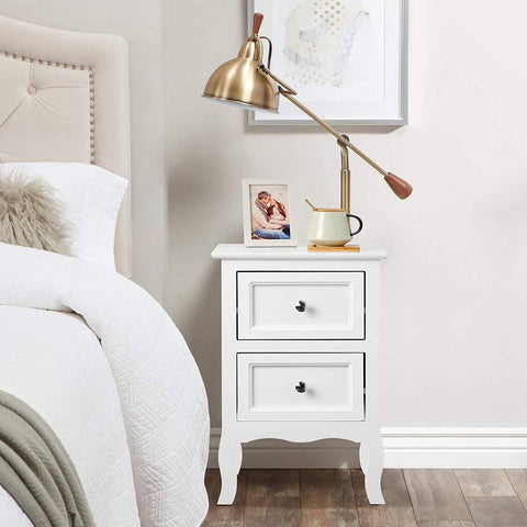 Rootz White Bedside Table - Nightstand - Storage Cabinet - Ample Storage Space - Elegant Design - Durable - 40cm x 60cm x 30cm