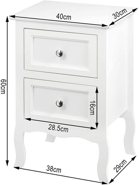 Rootz White Bedside Table - Nightstand - Storage Cabinet - Ample Storage Space - Elegant Design - Durable - 40cm x 60cm x 30cm