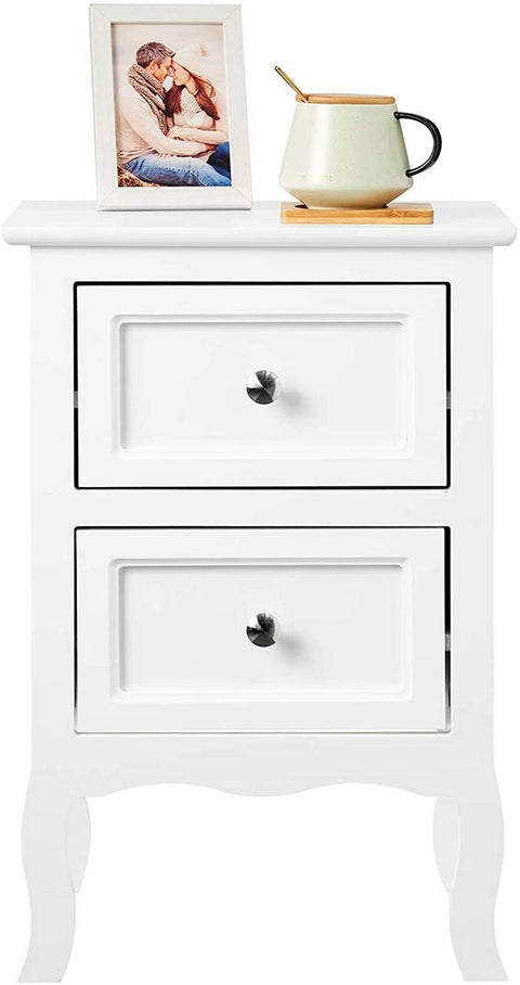 Rootz White Bedside Table - Nightstand - Storage Cabinet - Ample Storage Space - Elegant Design - Durable - 40cm x 60cm x 30cm