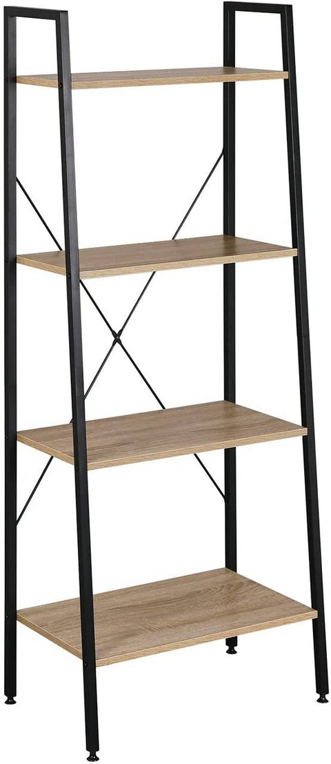 Rootz Corner Shelf Bookcase - Industrial Bookshelf - Rustic Storage Rack - Steel & Wood Construction - 60cm x 35cm x 148cm