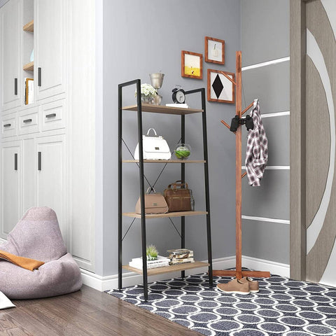 Rootz Corner Shelf Bookcase - Industrial Bookshelf - Rustic Storage Rack - Steel & Wood Construction - 60cm x 35cm x 148cm