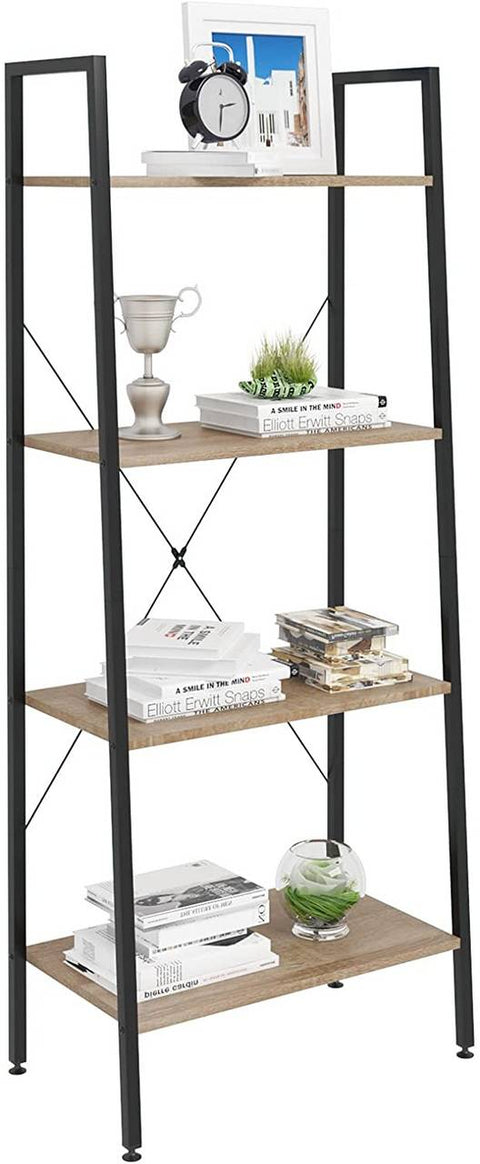 Rootz Corner Shelf Bookcase - Industrial Bookshelf - Rustic Storage Rack - Steel & Wood Construction - 60cm x 35cm x 148cm