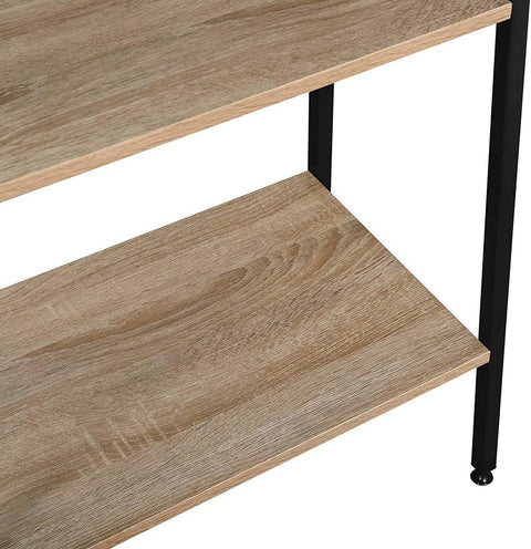 Rootz Corner Shelf Bookcase - Industrial Bookshelf - Rustic Storage Rack - Steel & Wood Construction - 60cm x 35cm x 148cm