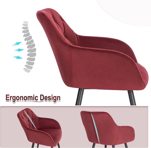 Rootz Set van 4 eetkamerstoelen - Fauteuils met fluwelen bekleding - Ergonomisch en luxueus - Comfortabel, duurzaam, veelzijdig - Metalen frame - Zitting 44 cm x 42,5 cm, hoogte 46,5 cm