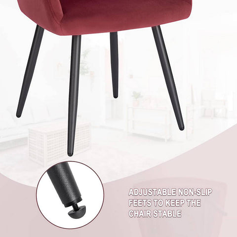 Rootz Set van 4 eetkamerstoelen - Fauteuils met fluwelen bekleding - Ergonomisch en luxueus - Comfortabel, duurzaam, veelzijdig - Metalen frame - Zitting 44 cm x 42,5 cm, hoogte 46,5 cm