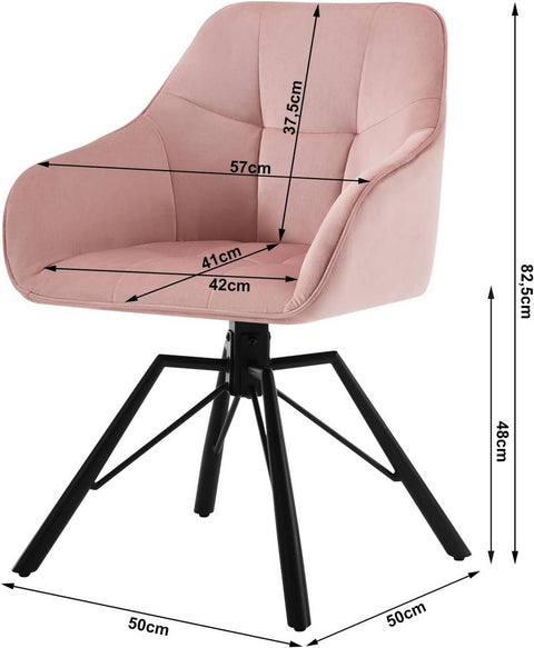 Rootz Swivel Dining Chair - Rotating Chair - Velvet Office Chair - Ergonomic Design - Comfortable Wide Seat - Sturdy Metal Frame - 58.5cm x 82.5cm x 54.5cm
