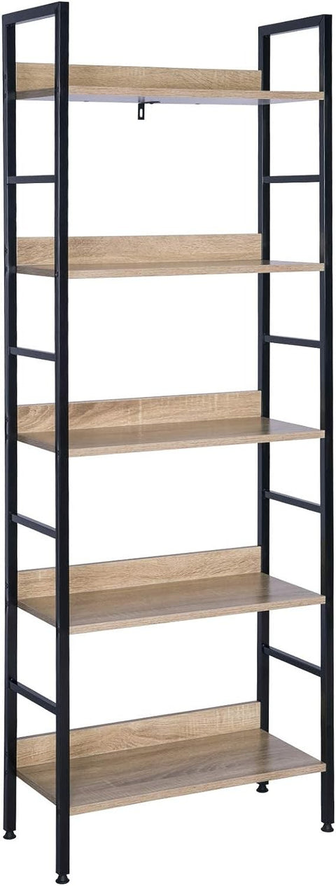 Rootz Standing Shelf - Bookcase - Organizer - Modern Design - 60cm x 27.5cm x 160cm - Mk of MDF Board & Steel - Easy Assembly